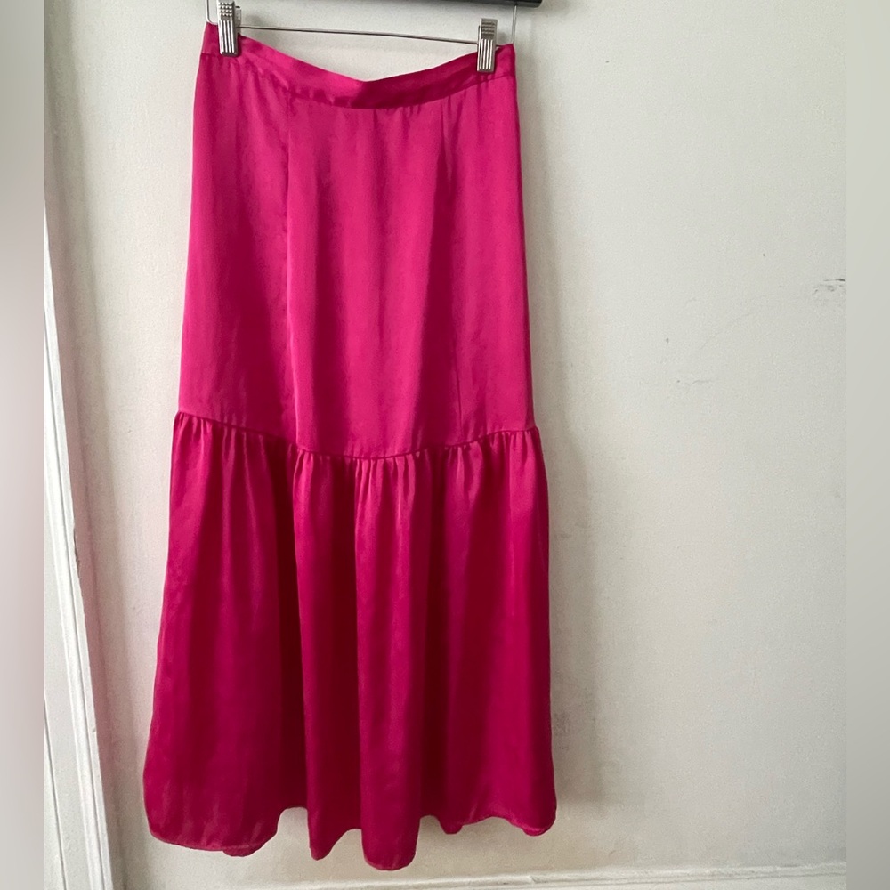 Top shop pink satin maxi skirt